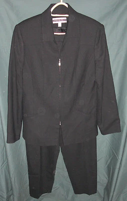 Traje Chaqueta Pantalones AMANDA SMITH 2 Piezas Lana Negro Talla 12 Foto 1 de 4