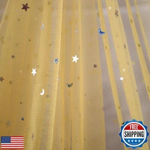 SAYUAN 54 Inch x 4 Yards Glitter Tulle Fabric Rolls Laser Stars and Moon Tull - Picture 1 of 5