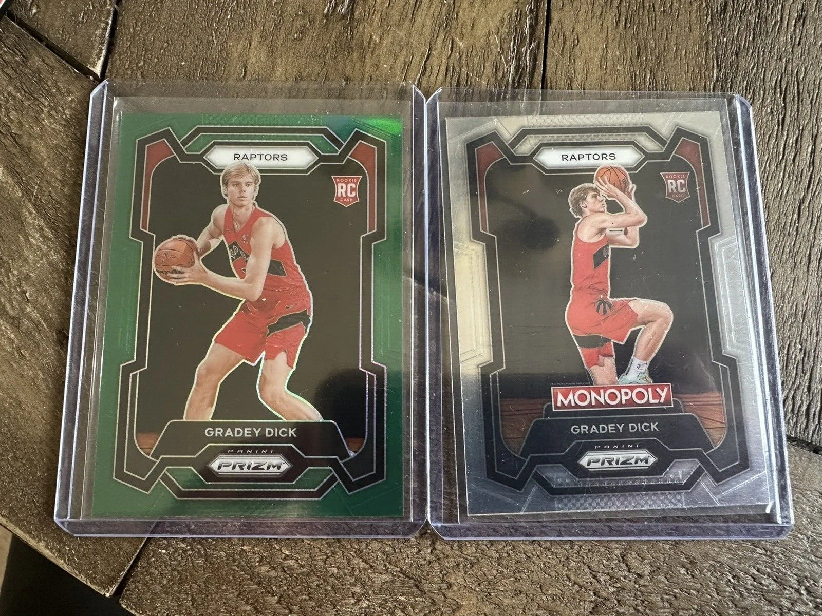 2023-24 Panini Prizm Gradey Dick Rookie #134 84 Raptors Green Prizm  & Monopoly