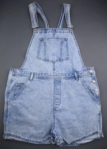 Women's Topshop Dungaree Moto Overall Jean Shorts Size USA 10 - Picture 1 of 5