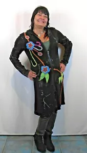 Rising International Nepal Women Cotton Hippie Hoodie KNEE LENGTH DUSTER JACKET - Picture 1 of 2