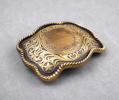 Hebilla de cinturón de latón grabada personalizada con monograma hebilla occidental Foto 1 de 4