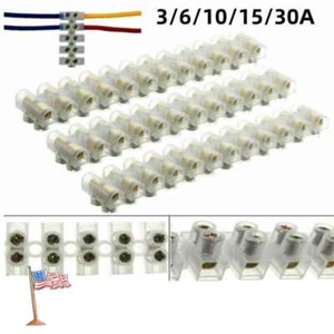 Connector Strip 3/6/10/15/30A Electrical Wire Terminal Block Connection 12 Way - Picture 1 of 15