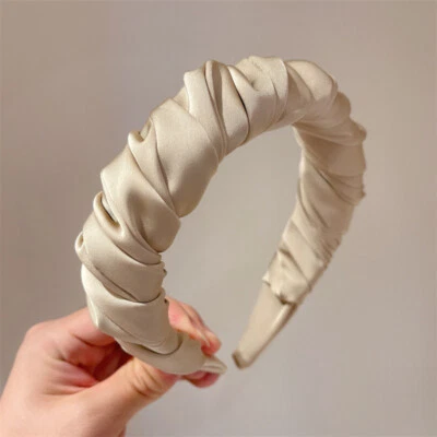 Womens Satin Wide Head Hoop Headband Cross Knot Elegant Hairband Accessori↔ - Image 1 of 4