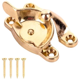 BRASS LOCKING FITCH FASTENER Sliding Window Frame UPVC Wood Lock Latch Catch UK - Picture 1 of 3