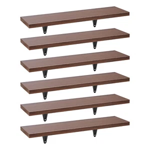 6x Estantería de Pared Juego de 6 Piezas Nogal 43x11 cm Montaje Accesorios Estantería Almacenamiento - Imagen 1 de 11