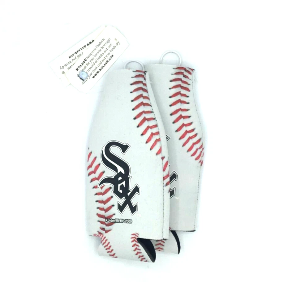 2PK CHICAGO WHITE SOX ZIPPERED NEOPRENE BOTTLE SUITS COOLERS KOOZIES FREE SHIP - Image 1 of 1