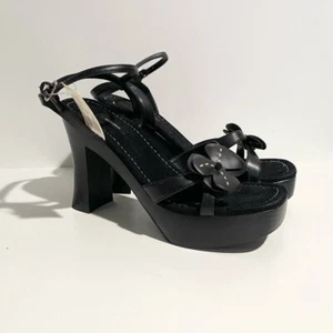 Exhilaration Target Y2K 90s Floral Black Chunky Platform Sandals Square Toe - Picture 1 of 10
