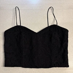 Ladies Topshop Cropped Strappy Lace Detail Fitted Top Size 8 - Picture 1 of 10
