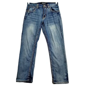 True Luck Herren Größe 30x32 gerades Bein Jeans Medium Wash Denim goldene Nähte - Bild 1 von 10