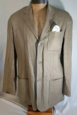 Men's Tasso Elba brown 100% linen three button sports coat blazer jacket M NWOT - Image 1 of 4