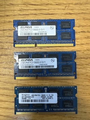 8GB (1x4GB)(2x2GB) Elpida Kingston 2Rx8 1Rx8 DDR3 PC3-10600S Memory RAM SODIMM - Image 1 of 2