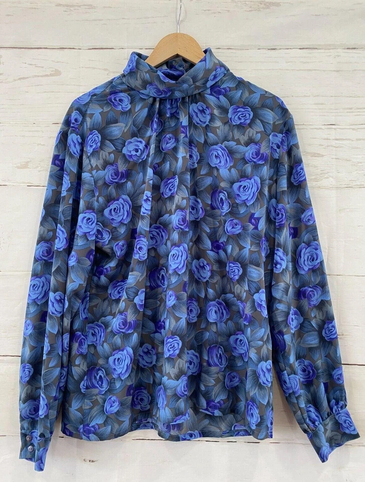 Vtg 60 70s Pendleton Country Sophisticates Top Purple Blue Gray Floral Blouse 12 - Image 1 of 4