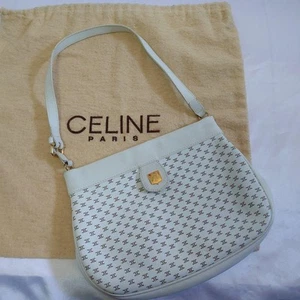 Celine one-shoulder bag Triomphe gold hardware leather white Used Ex+ Auth JAPAN - Picture 1 of 24
