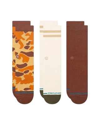 STANCE 3 Pares ALGODÓN PEINADO Medio Cojín Camuflado Crew CALCETINES Para Hombres GRANDES 9-13 NUEVO Foto 1 de 3