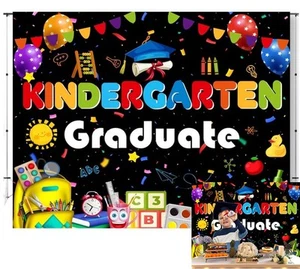 Preschool Kindergarten Graduation Backdrop 10x8ft School Party Studio Props - Picture 1 of 9