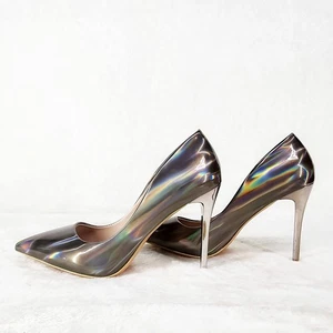 Zapatos de tacón de aguja Jewels estaño metálico holograma 4" punta puntiaguda - Imagen 1 de 9