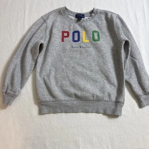 Polo Ralph Lauren Boys Kids Fleece Sweatshirt Sweater 6 Spelled Out Gray - Picture 1 of 9