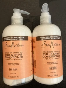 2X Shea Moisture Coconut & Hibiscus Curl & Shine Conditioner je 13 flüssige Unzen!! - Bild 1 von 3