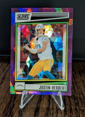 2022 Score - Justin Herbert #136 Purple Cubic Prizm /299 Chargers - Image 1 of 4