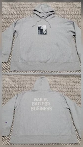 Foulplay Co. X Champion "WAR IS BAD FOR BUSINESS" Pullover Hoodie Men XL Gray - Picture 1 of 12