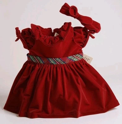 Biscotti Bebé Niñas Rojo Terciopelo Ocasión Especial Vestido y Cubierta de Pañal Talla 18M Foto 1 de 4