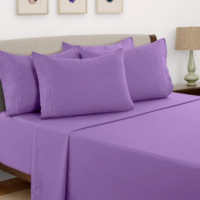 Juego de sábanas de 6 piezas serie 1800 microfibra confort bolsillo profundo sábanas de hotel Foto 1 de 4