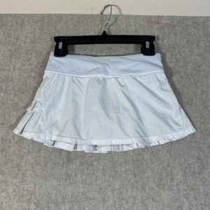 Ivivva Lululemon White Set The Pace Tennis Skirt Girls Sz 6 - Picture 1 of 7