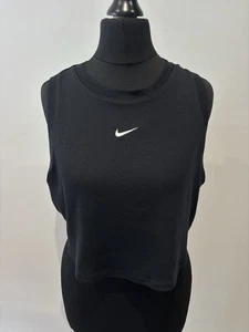 Nike Cropped Ladies Sports/fitness Tank Ribbed Black Size Large L - Picture 1 of 9