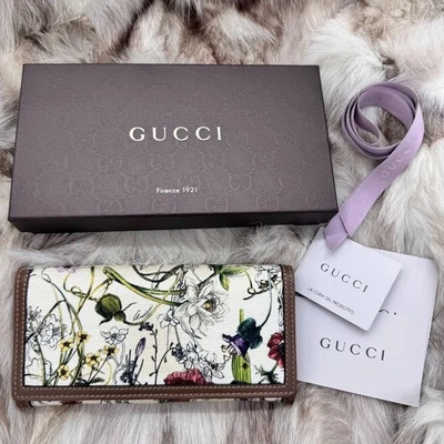 GUCCI Flora Continental Cartera Bonita Flora Botánica Lona Auténtica #200 Foto 1 de 4