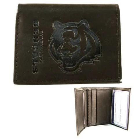 Cincinnati Bengals Football Licensed Genuine Leather Tri-Fold Wallet Black NFL B Cover