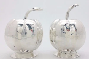 Maciel Sterling Silver Small Pumpkin Table Salt & Pepper Shaker Mexico  - Picture 1 of 11