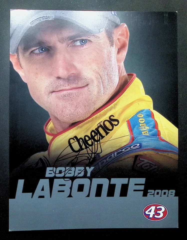 Bobby Labonte Cheerios NASCAR Autographed 8.5x11 2008 Promo Card w/COA WWE2-102 - Image 1 of 3