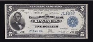 US 1918 $5 FRBN Kansas City Note FR 804 VF (680) - Picture 1 of 2