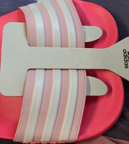 Scarpe sandali nuovi con etichette Adidas giovani grandi bambini 3 donne 5 adilette rosa doccia scivoli
