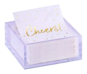 Premium Acrylic Cocktail Napkin Holder - Elegant Napkin Holder with Bonus 20 ... - Picture 1 of 9