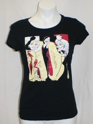 Disney Villains Youth Girls Black T-Shirt Shirt SS Cruella De Ville Evil Sz XL - Image 1 of 4