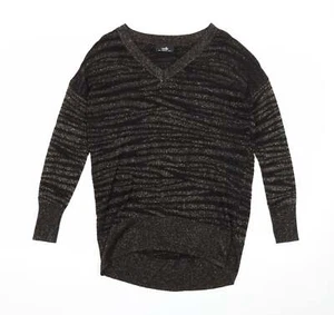 Wallis Womens Black V-Neck Animal Print Acrylic Blend Jumper Size S - Picture 1 of 12