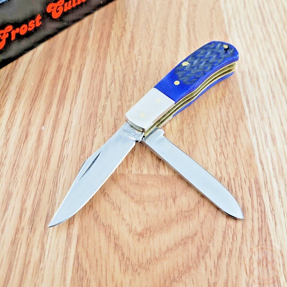 Frost 14100blpb Jim Bowie Trapper Mirror 2blades Folding Knife Pocket Folder