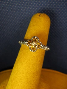BARBARA BIXBY CITRINE GEMSTONE FLOWER STACK RING SIZE 6 Gift SS 18K - Picture 1 of 2