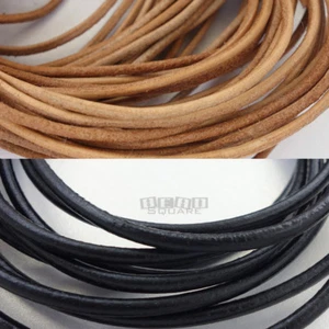 Round Genuine Leather Cord for DIY Jewelry Necklace / Bracelet Making String - Picture 1 of 29