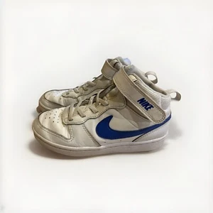 Nike Court Borough Mid 2 Boys Size 1Y White & Blue Shoes Sneakers CD7784-113 - Picture 1 of 5