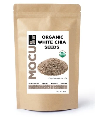 MOCU ORGANIC WHITE CHIA SEEDS - Raw, Non-GMO, Gluten-Free