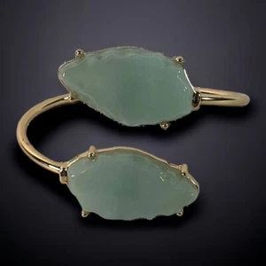 Brazalete vintage Lucite aguamarina almeja piedras sin cortar chapado en oro talla única - Imagen 1 de 6