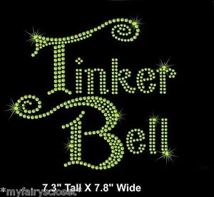 7.3" Tinkerbell (script) rhinestone IRON-ON TRANSFER for Disney t shirt - Picture 1 of 1