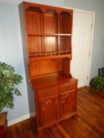 Solid Cherry Two Piece Bookcase Top Cabinet Raised Panels Sectional 1950-60's Cover