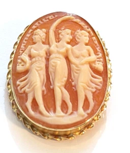 Lovely Solid 14K Yellow Gold Cameo Brooch Pin Pendant 4.1 Grams MANY OTHERS LOOK - Picture 1 of 10
