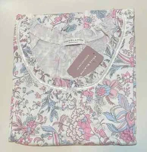 Camisón largo Miss Elaine manga corta polialgodón rosa/azul cachemira 1X - Imagen 1 de 4