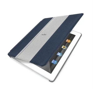 Etui iPad 2 ou 3 Simili cuir Bleu avec couvercle Magnétique Auto On/Off - Picture 1 of 4