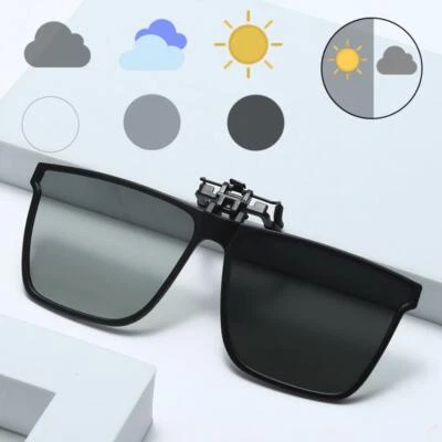 Men Square Polarized Clip-on Flip Up Fashion Sunglasses For Night Vision Driving - Image 1 of 4